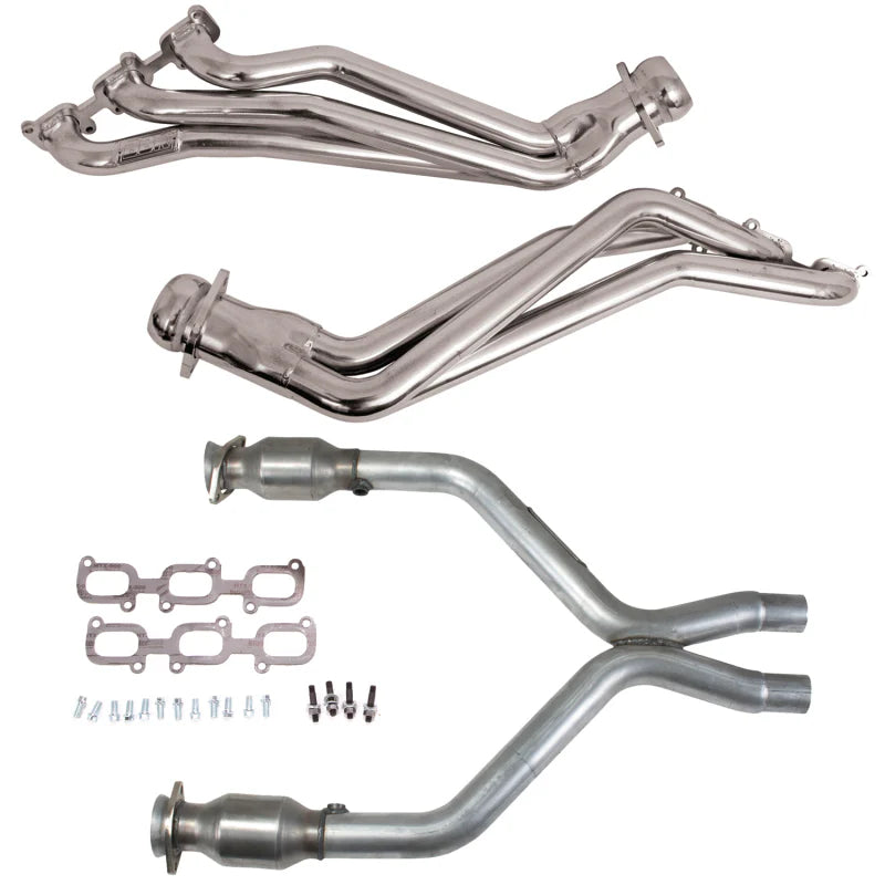 1-3/4" Silver Ceramic Shorty Headers w/ Catted Mid-Pipe