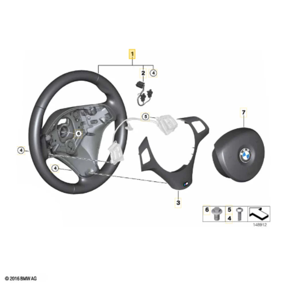 Black Leather Steering Wheel with M-Color Stitching
