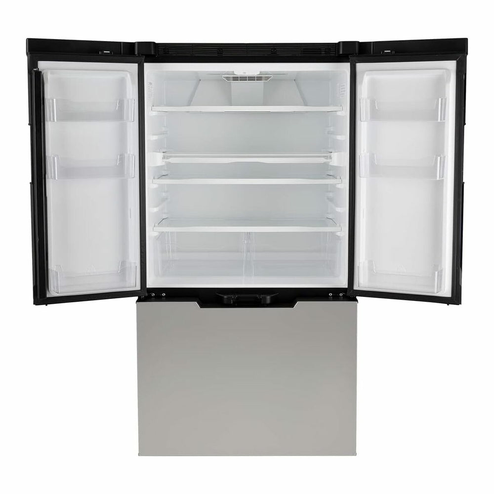 SUNRISE 15 CU FT 12V DC REFRIGERATOR STAINLESS STEEL PCM W/WATER DISPENSER