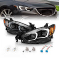 Projector Headlights with Light Bar Style Black Housing