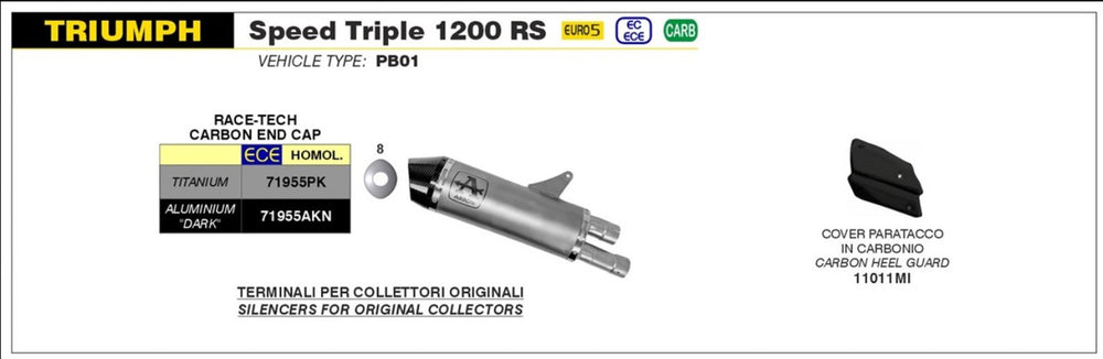 Race-Tech "DARK" 350mm Aluminum Silencer w/ Carbon Fiber Endcap