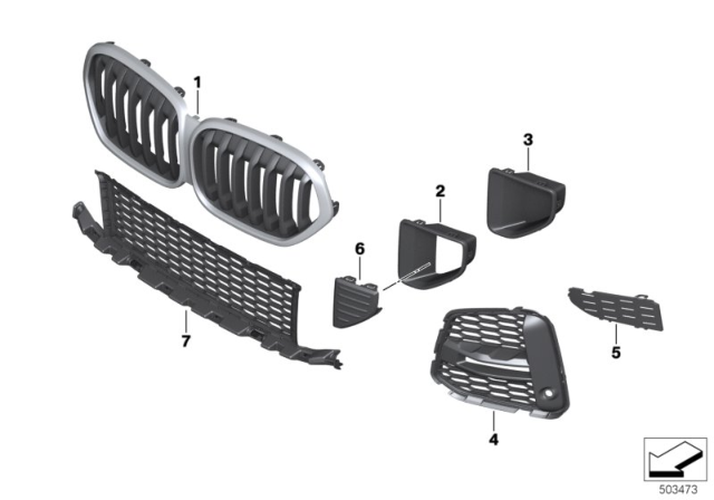 F48 X1 LCI Shadowline Front Grille