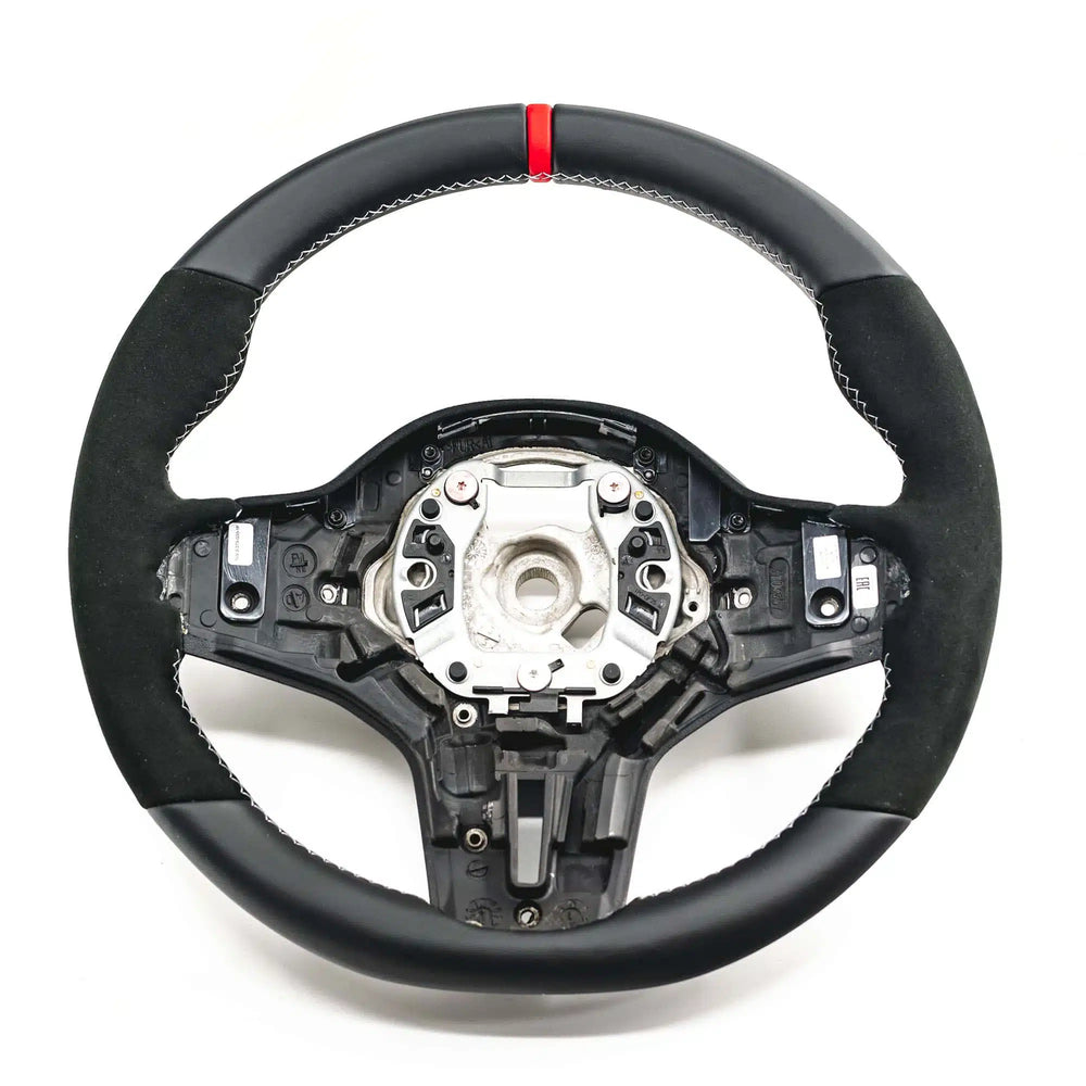 Performance Steering Wheel w/ Red 12-Hour Mark and Silver-Grey Stitching