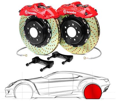 GT Big Brake Kit Rear 4-Piston Caliper Kit with Drilled Rotors