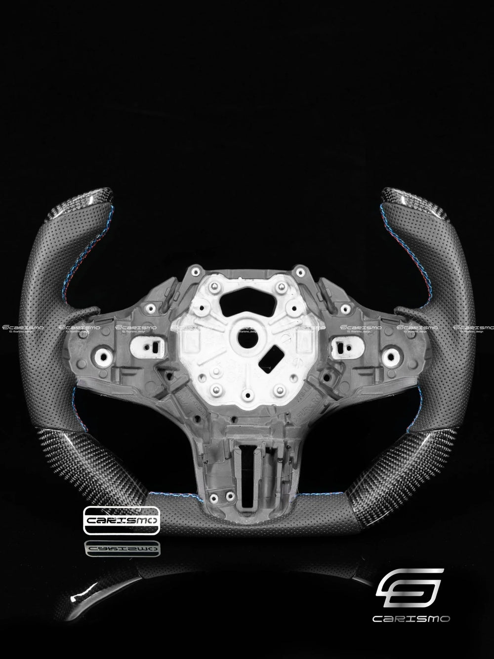 Gloss Carbon Fiber Perforated Leather Steering Wheel
