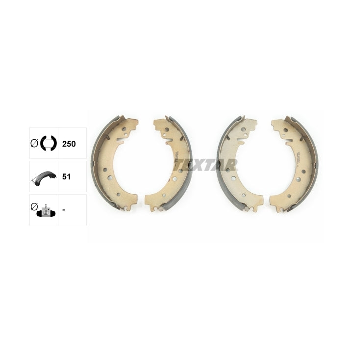 Brake Shoe Set, 250mm Inner Diameter x 51mm Width