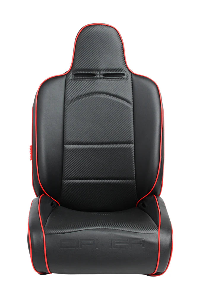 Black Synthetic Leather Racing Seats with Red Piping