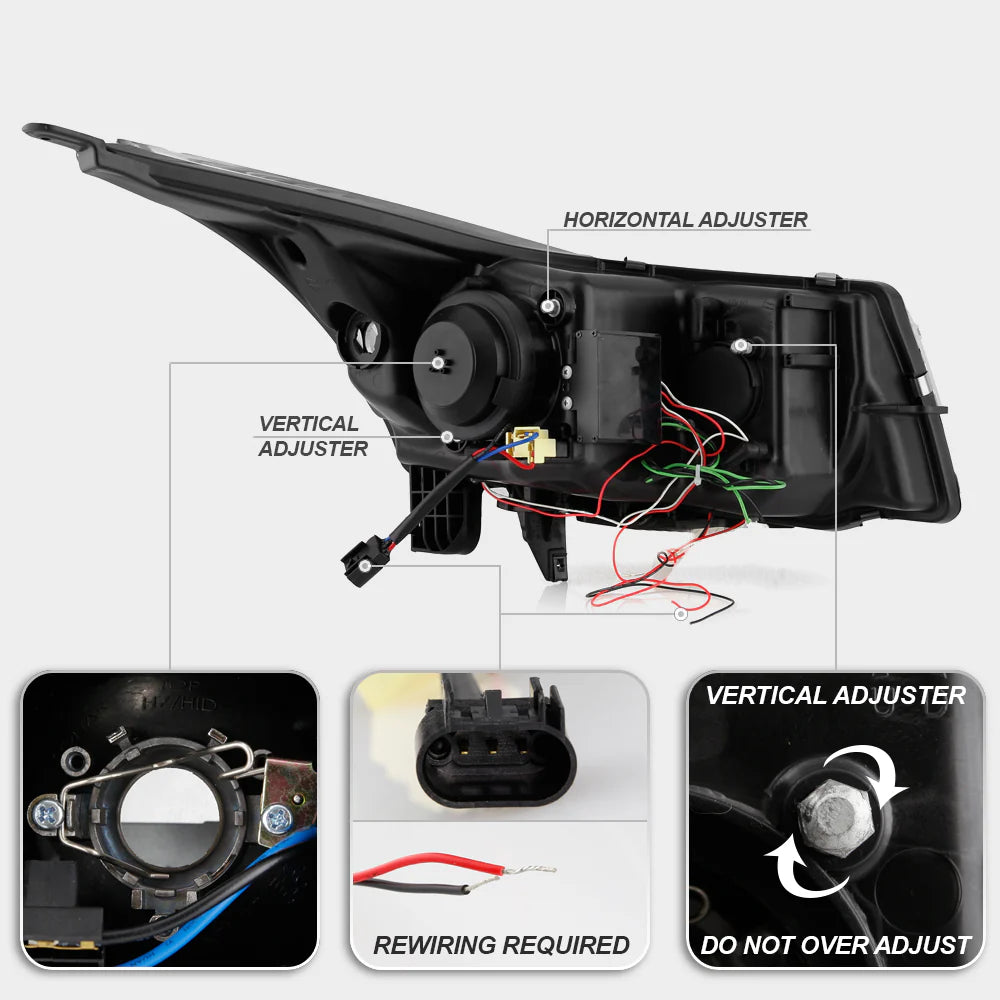 Headlights Replacement Assemblies, Black Housing