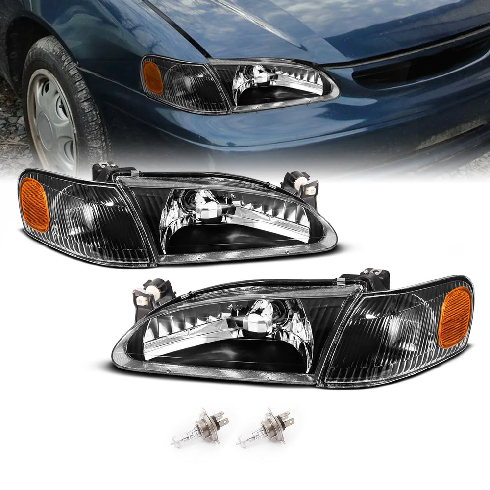Crystal Headlights, Black Housing, Clear Lens