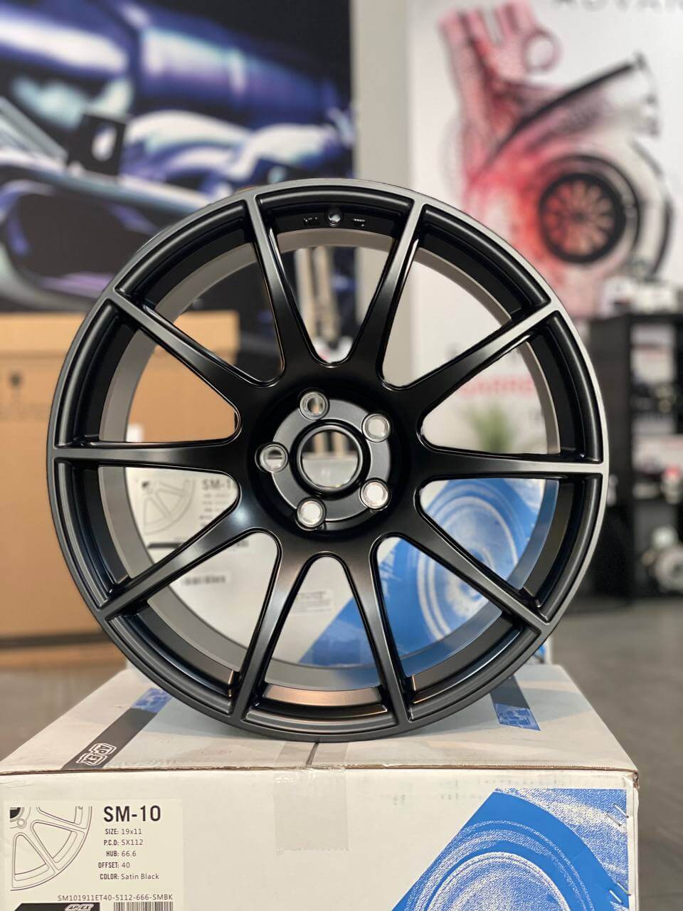 SM-10 19x11 +40 66.6mm Hub Bore Flow-Formed Wheel, Satin Black