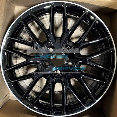 18x8 5-112 40mm Offset 10 Y-Spoke Machined Lip Black Alloy Wheel