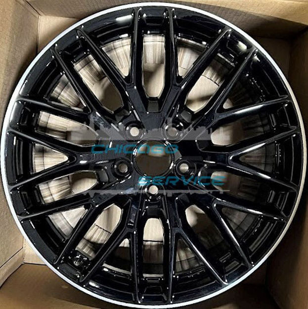 18x8 5-112 40mm Offset 10 Y-Spoke Machined Lip Black Alloy Wheel