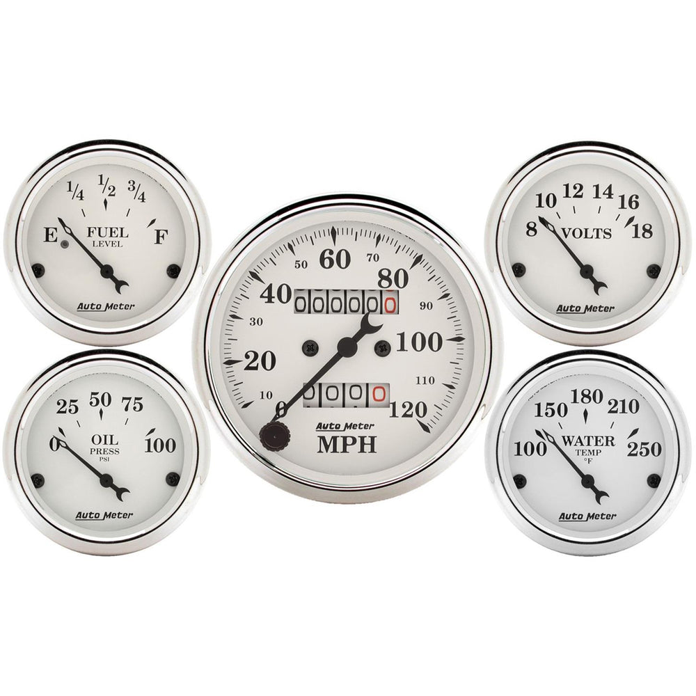 White Face Silver Bezel Gauge Set
