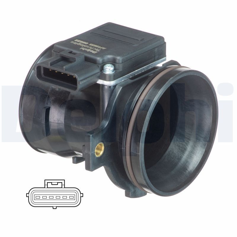 Mass Air Flow Sensor, 12V 6-Pin