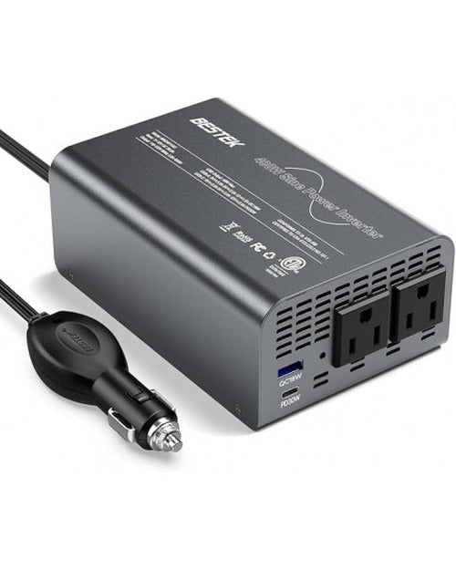 400W Pure Sine Wave Power Inverter with PD USB-C and QC USB-A