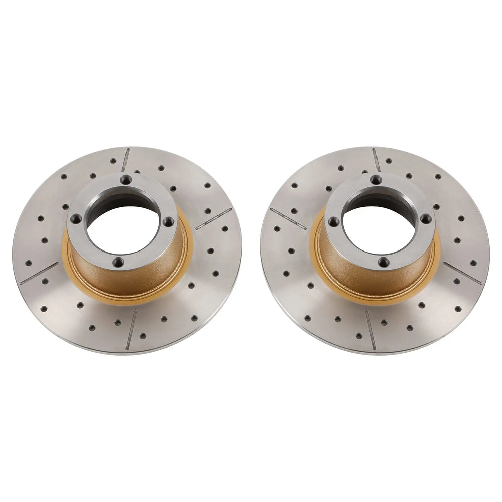 Front Cross-Drilled and Slotted Disc Brake Rotors