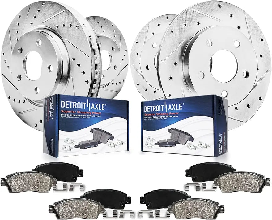 Drilled Slotted Rotors and Ceramic Brake Pads Kit
