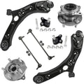 8pc Front Lower Control Arms Wheel Hub and Bearings Kit