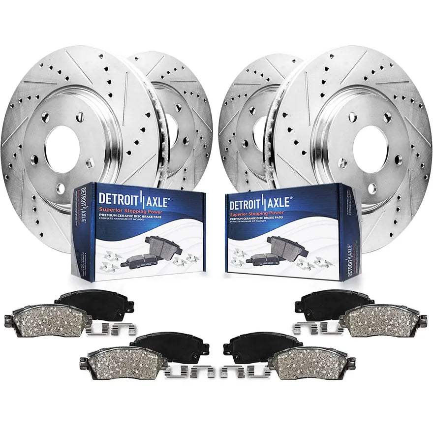Drilled Slotted Rotors and Ceramic Brake Pads Kit