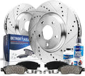 Front Drilled Slotted Rotors and Ceramic Brake Pads Kit