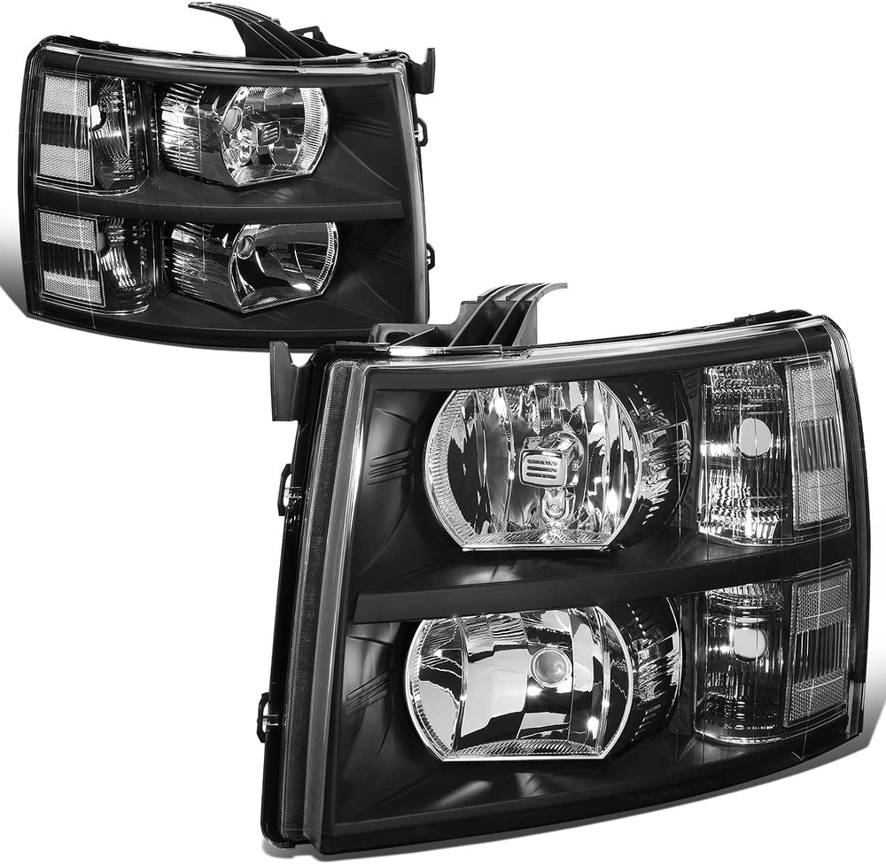 Black Housing Clear Lens Headlight Assembly Pair