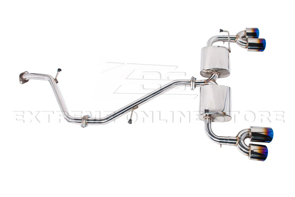 Cat-Back Exhaust System with Quad Burnt Tips
