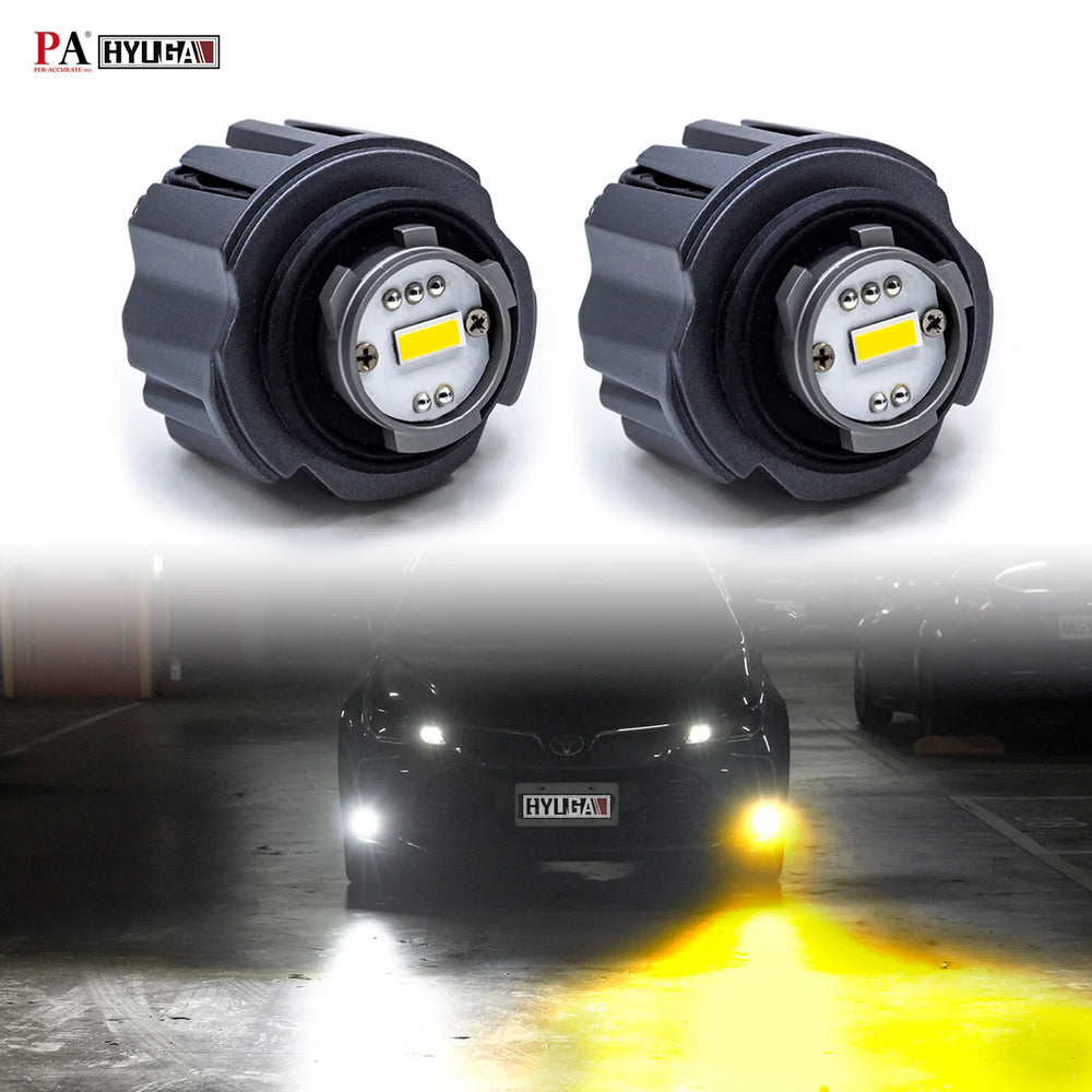 Dual-Color LED Fog Light Bulbs (3000K Amber/6000K White)