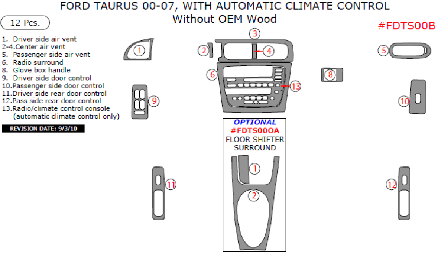12-Piece Interior Dash Kit
