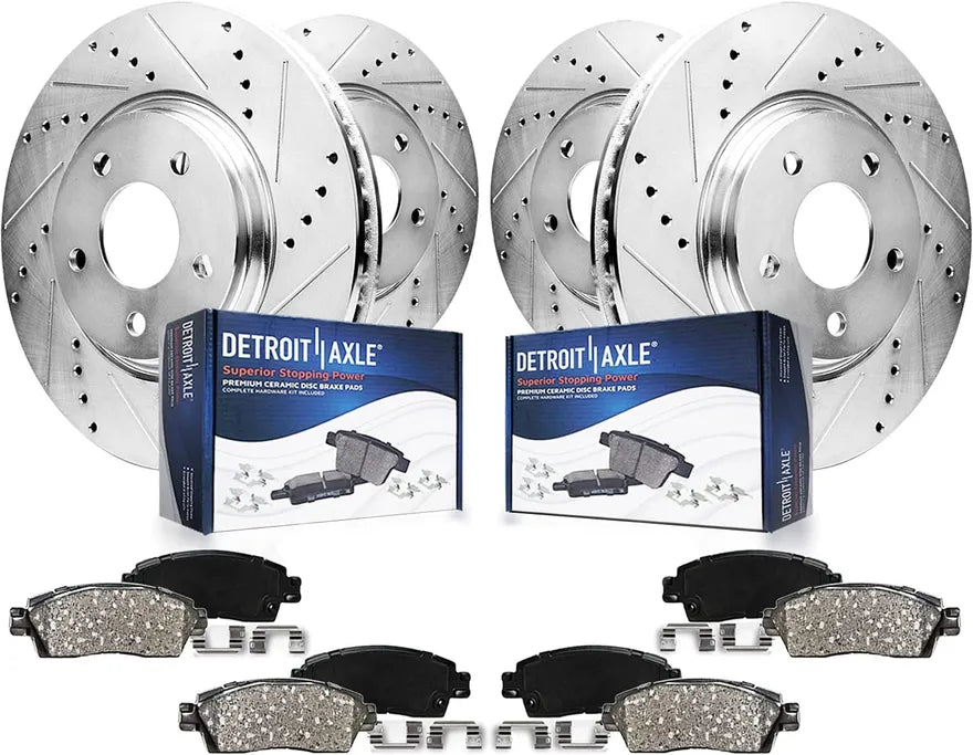 Drilled Slotted Rotors and Ceramic Brake Pads Kit