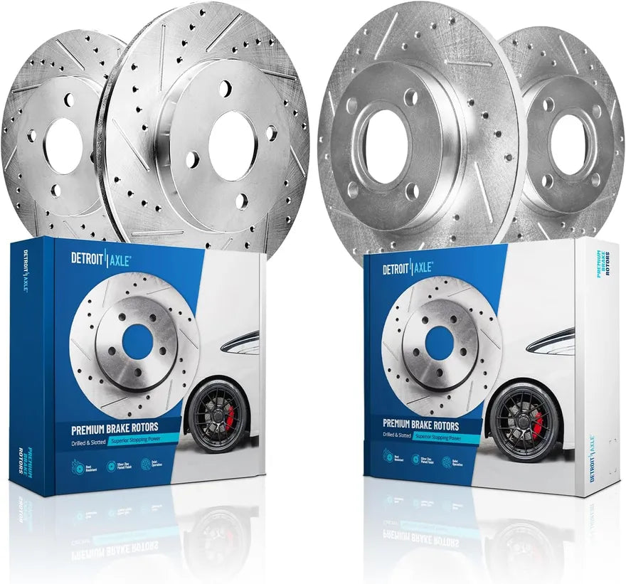 4-Piece Front & Rear Drilled & Slotted Brake Rotor Set