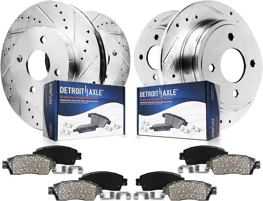 Drilled Slotted Rotors and Ceramic Brake Pads Kit