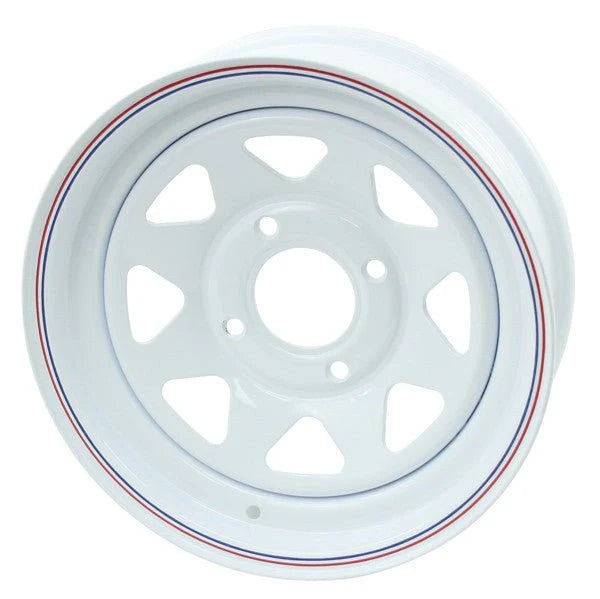 15x5 Inch Steel Spoke Wheel, White Powder Coat