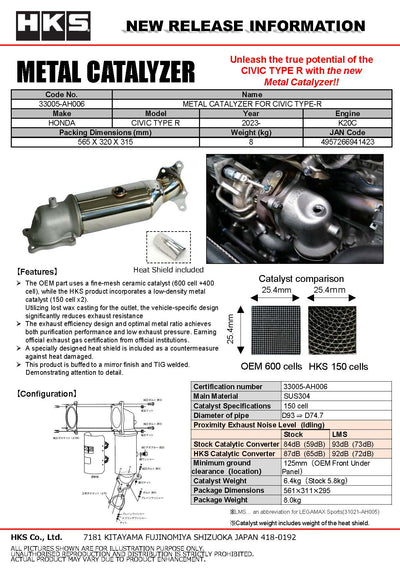 Metal Catalyzer 150-Cell SUS304 Stainless Steel for Honda