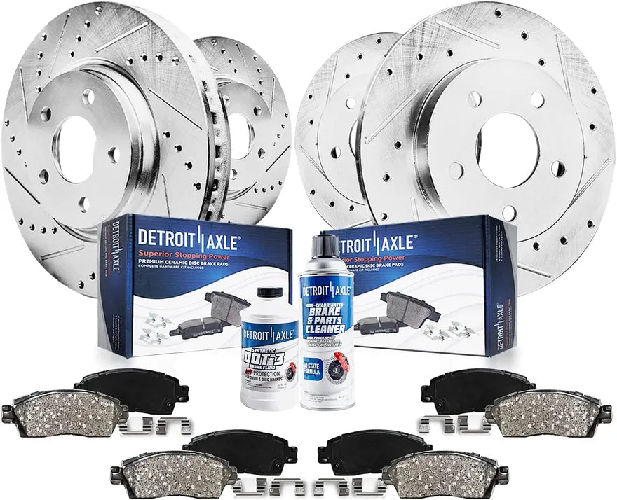 Drilled and Slotted Rotor and Ceramic Brake Pad Kit