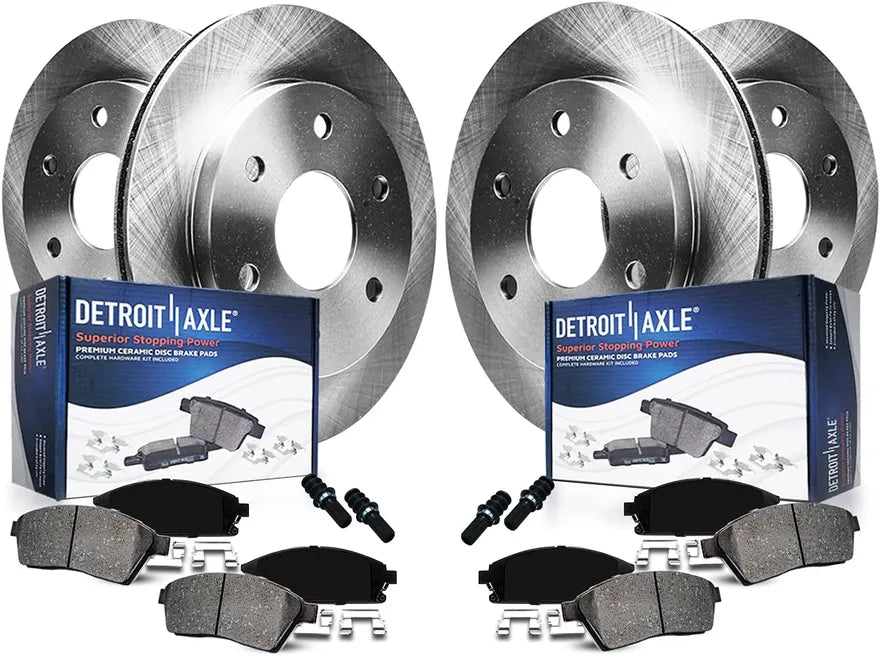 Front and Rear Disc Rotor and Ceramic Brake Pad Kit