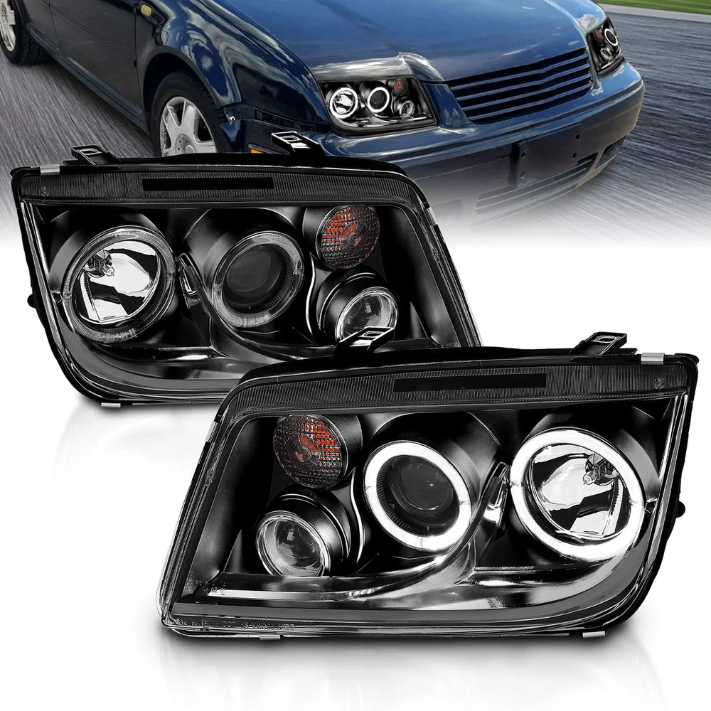 Projector Headlights w/ LED Halo Black Housing