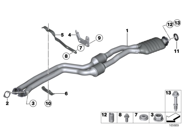 N55 3.0L Turbo Center Muffler And Catalytic Converter