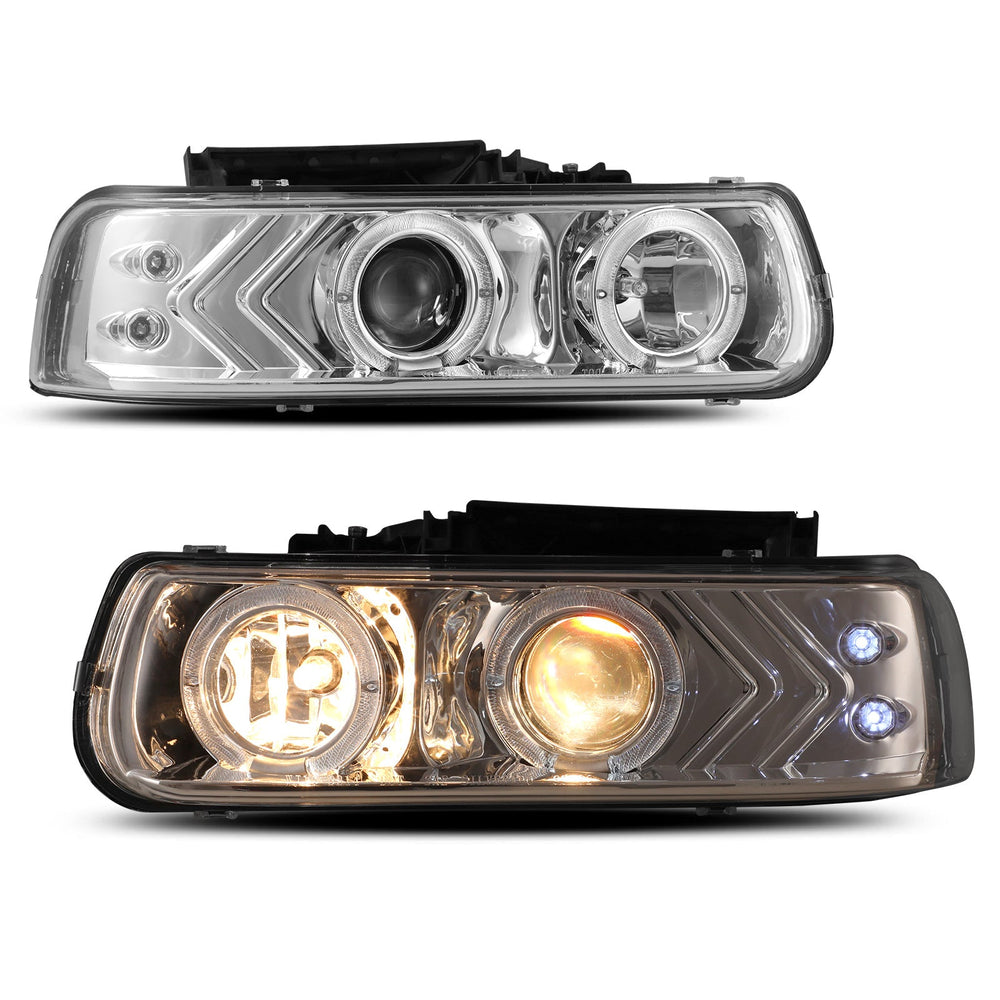 Halo Projector Headlight Set, Chrome Housing