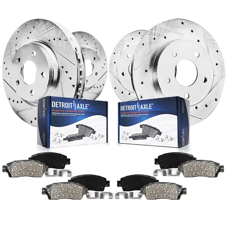 Drilled and Slotted Rotor and Ceramic Brake Pad Kit