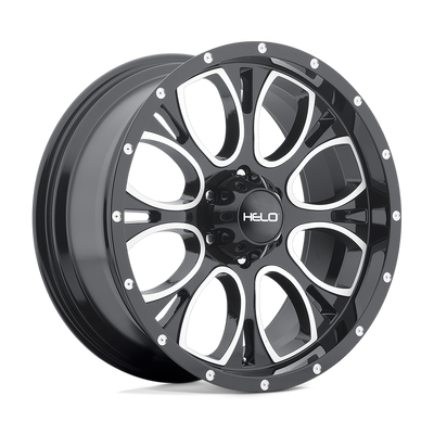 HE879 20x9 -12 Offset 8x165.1 Bolt Pattern Gloss Black Machined Accents