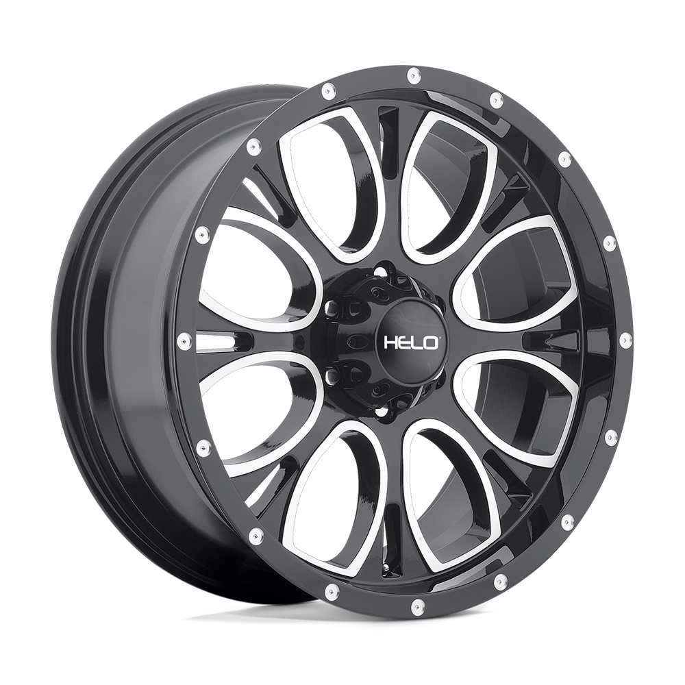 HE879 20x9 -12 Offset 8x165.1 Bolt Pattern Gloss Black Machined Accents