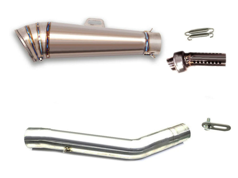 Titanium Tapered Slip-On Exhaust Muffler 92mm OD with Stainless Steel Mid Pipe