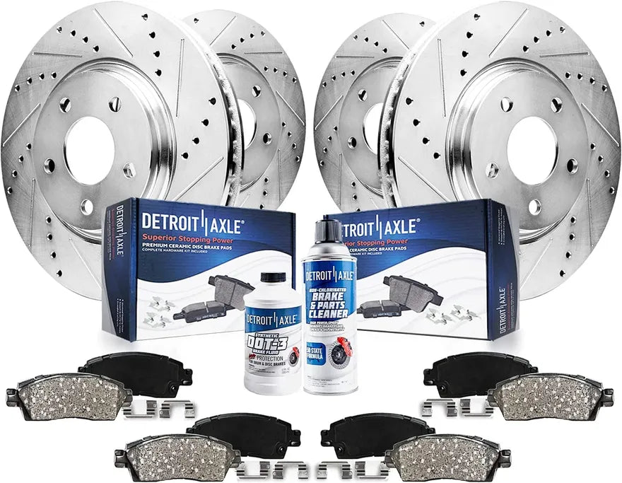 Drilled Slotted Rotors and Ceramic Brake Pads Kit