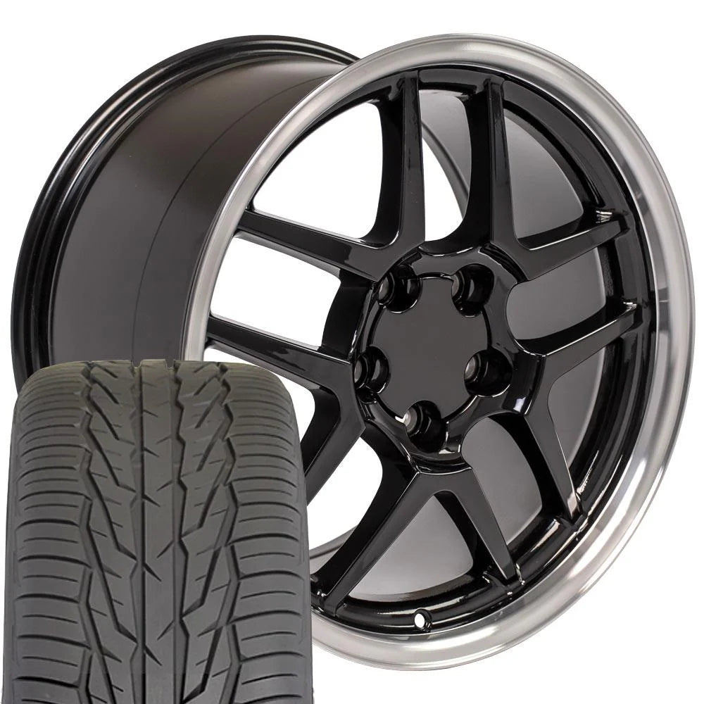 CV04 17x9.5 Black Machined Lip Wheel