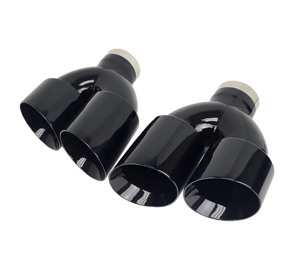 NT-1640-2BK 4-Inch Outlet Double-Wall Slant-Cut Quad Exhaust Tip