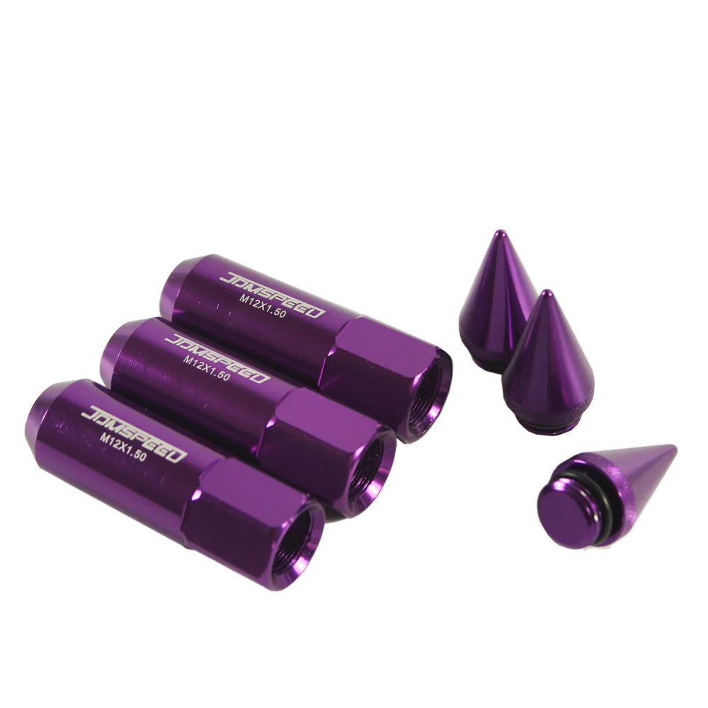 M12x1.5 Spiked Extended Tuner Lug Nuts with Purple Cap
