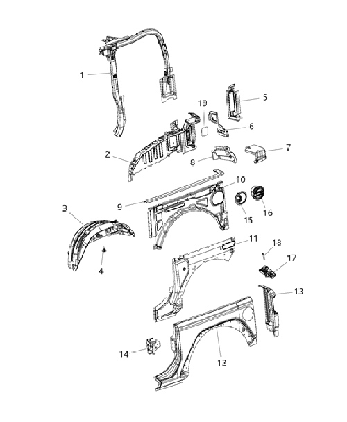 ~(20 lbs. 30X30X6)~ JL 2dr Rear Sport Bar - Passenger Side