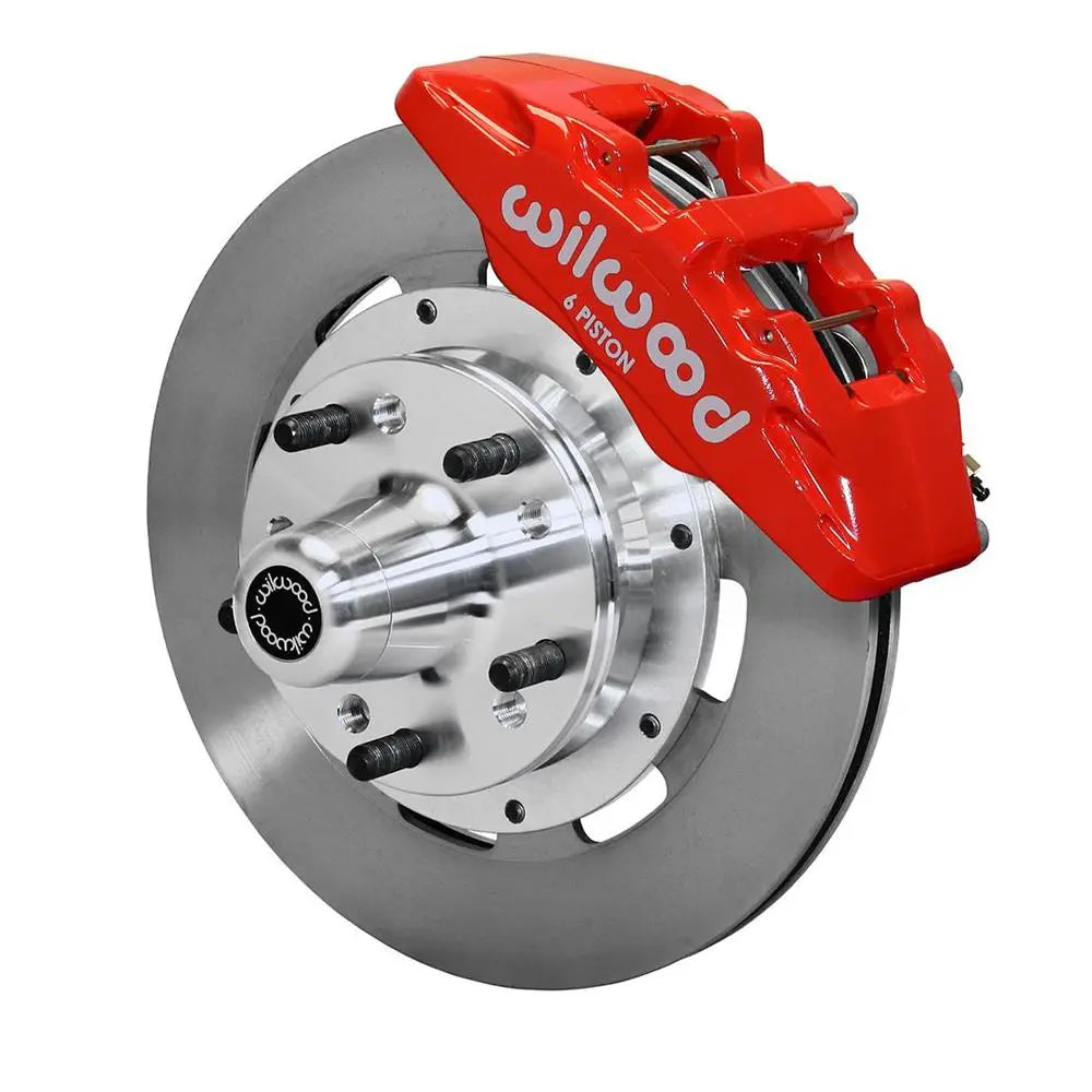 Wilwood Dynapro 6 Front Hub Kit 12.19in Red 1970-1973 Mustang Disc & Drum Spindle