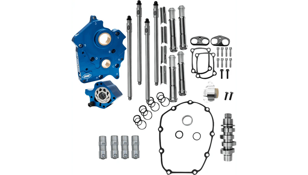 S&S Cycle 2017+ M8 Incl VVT 496C Cam Chest Kit w/ Chrome Pushrod Tubes