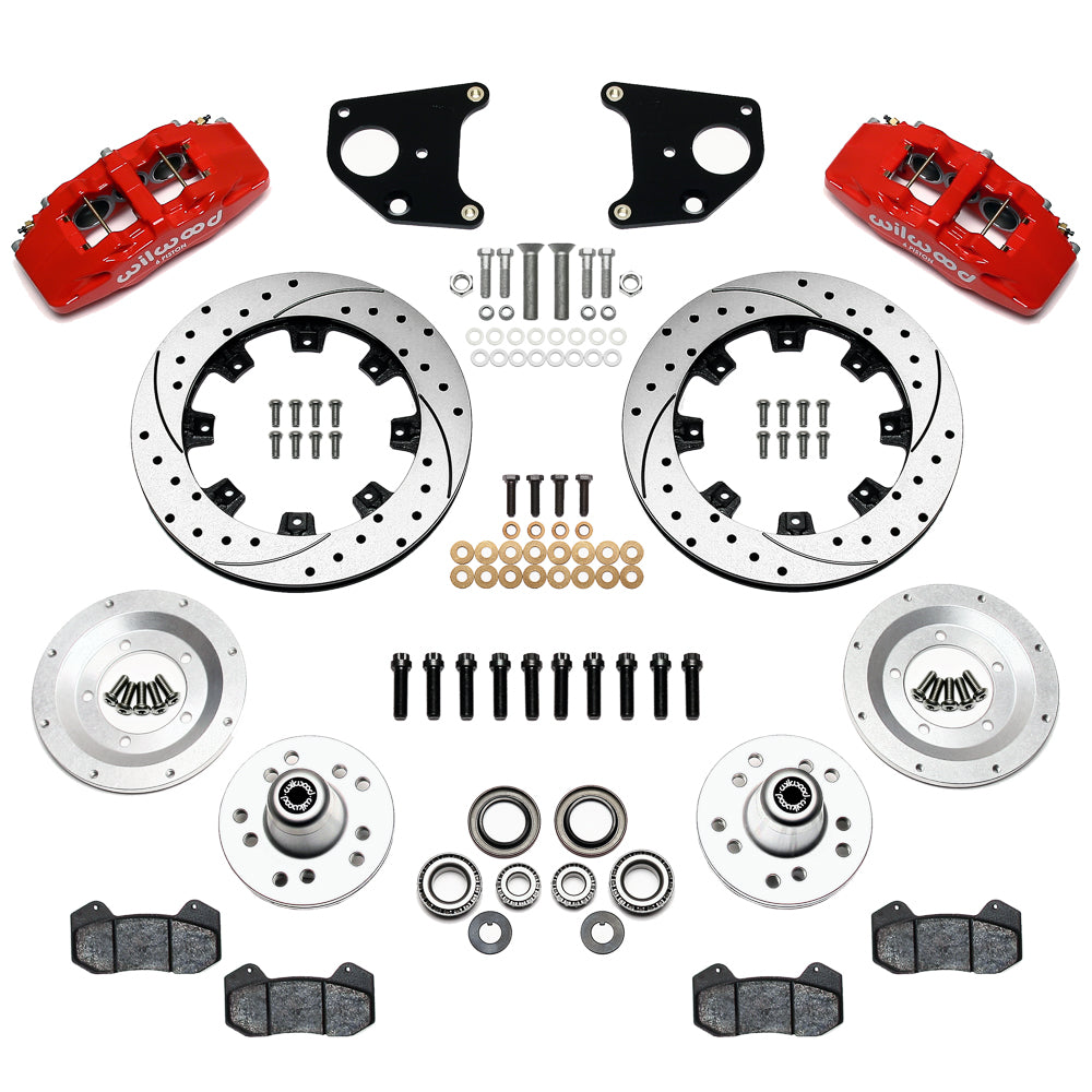 Wilwood Dynapro 6 Front Hub Kit 12.19in Drilled Red 62-72 CDP B & E Body-Drum